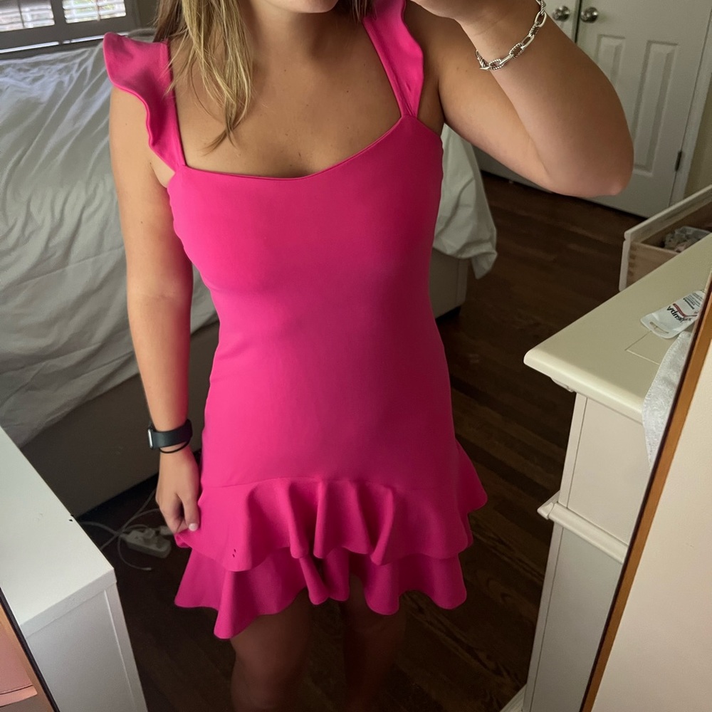 Susana Monaco ruffle strap mini dress